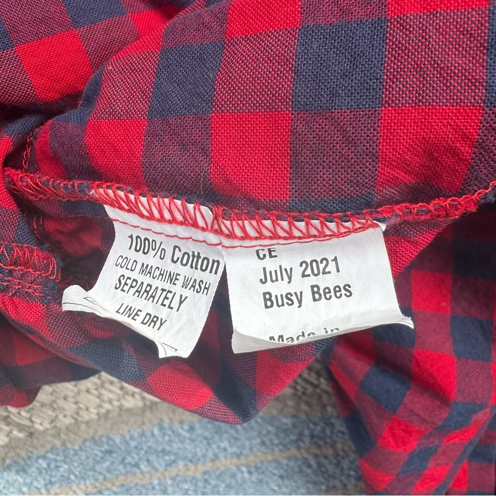 Busy Bees Kids Girls Red & Blue Buffalo Plaid Tiered Long Sleeve Dress Size‎ 8